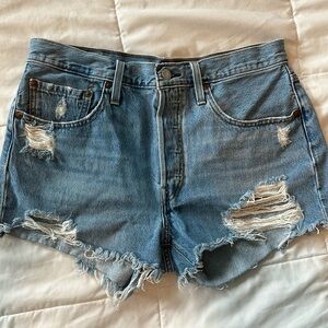 Levi’s 501 Button Fly Distressed Shorts